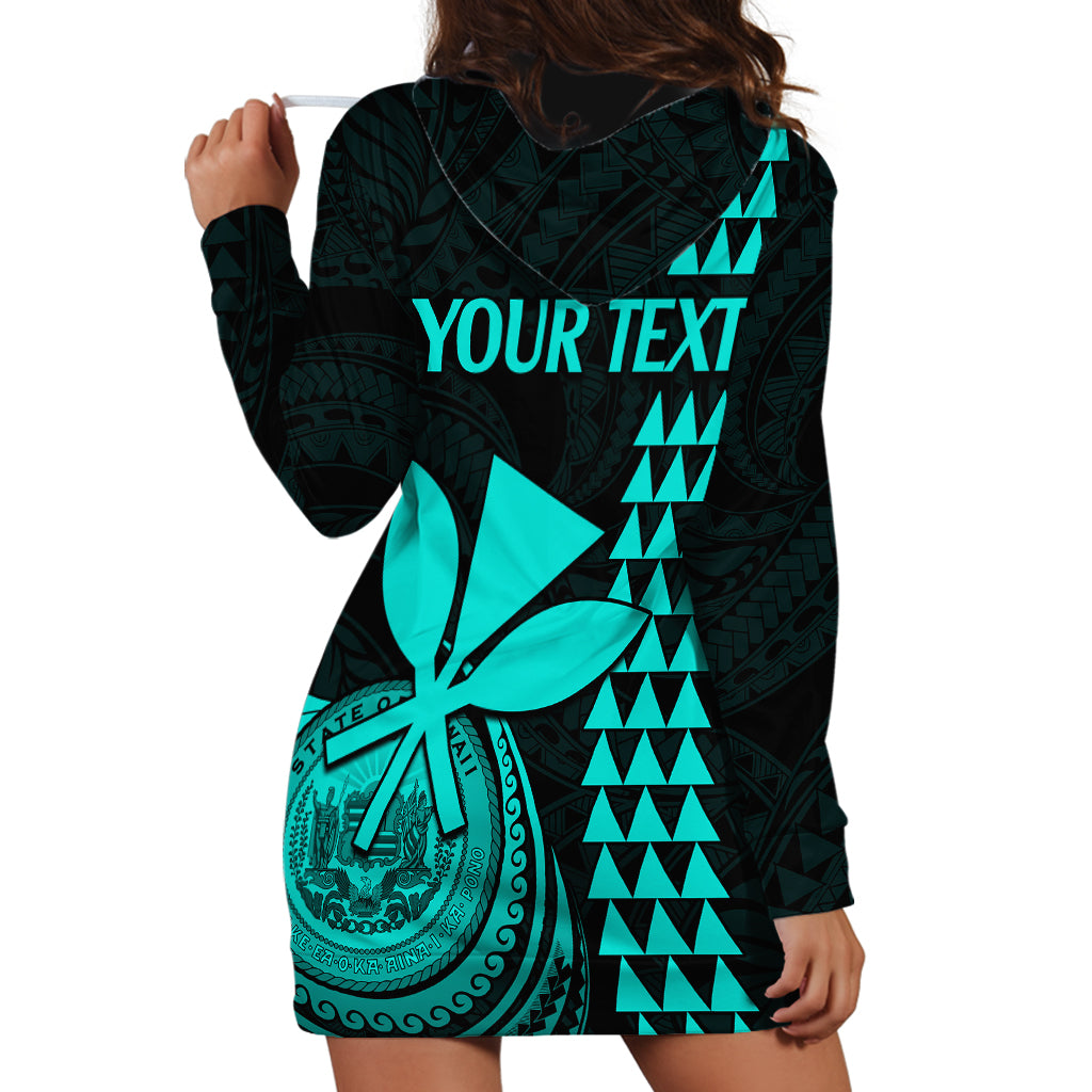Custom Hawaii Hoodie Dress King Kamehameha - Turquoise - Wonder Print Shop