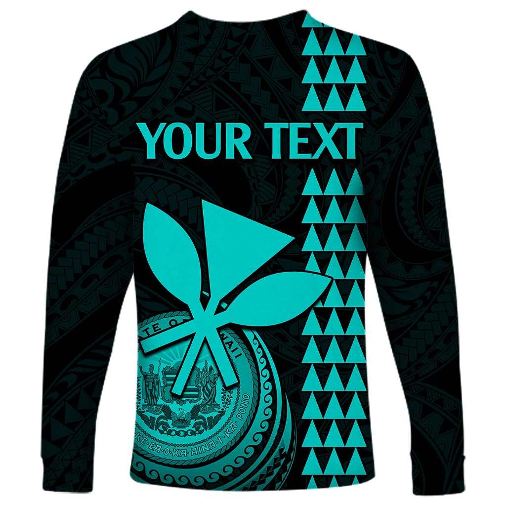 Custom Hawaii Long Sleeve Shirt King Kamehameha - Turquoise - Wonder Print Shop