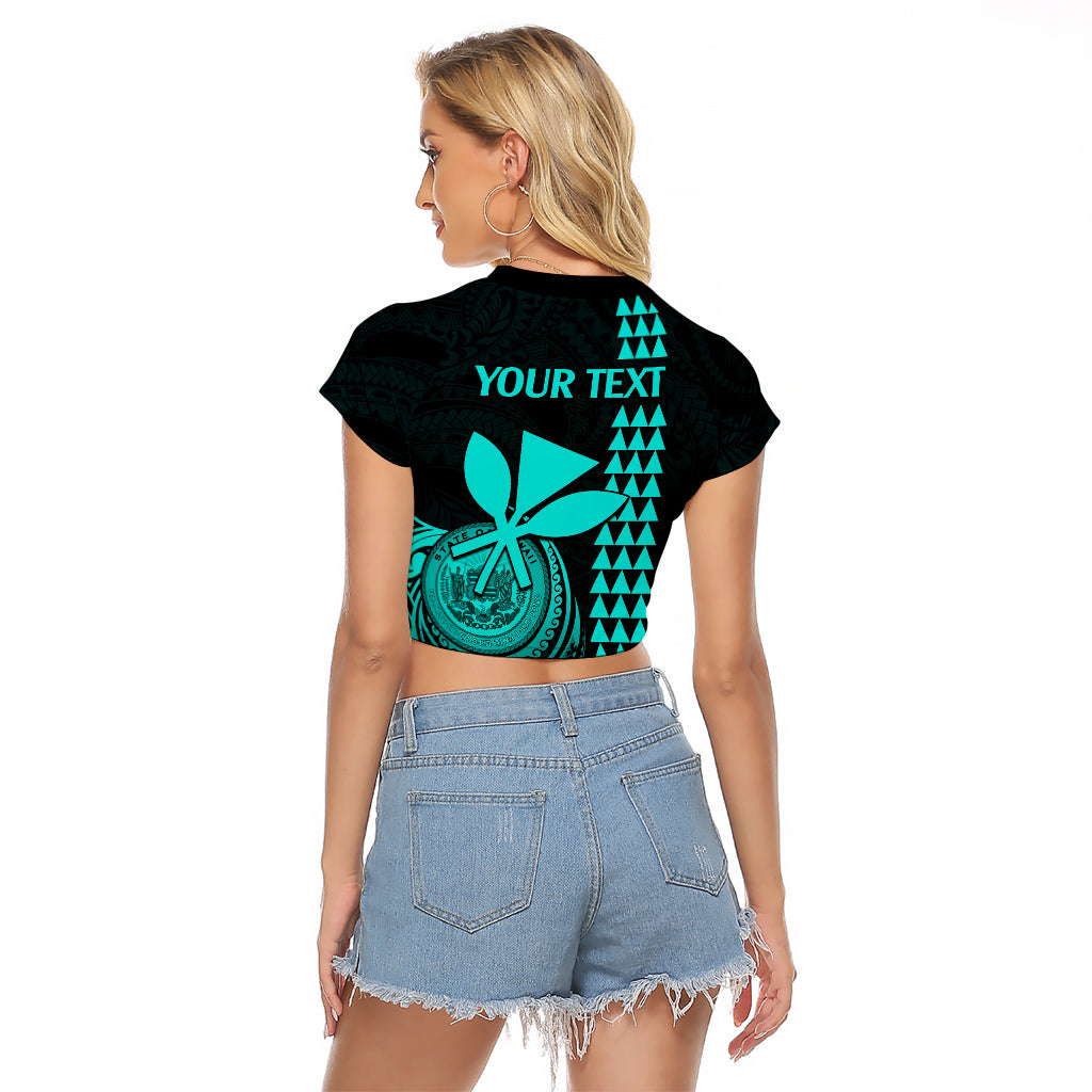 Custom Hawaii Raglan Cropped T Shirt King Kamehameha - Turquoise - Wonder Print Shop