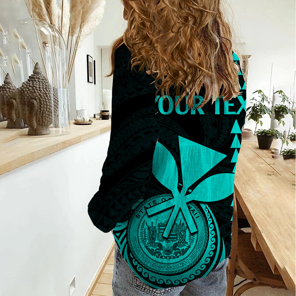 Custom Hawaii Women Casual Shirt King Kamehameha - Turquoise - Wonder Print Shop