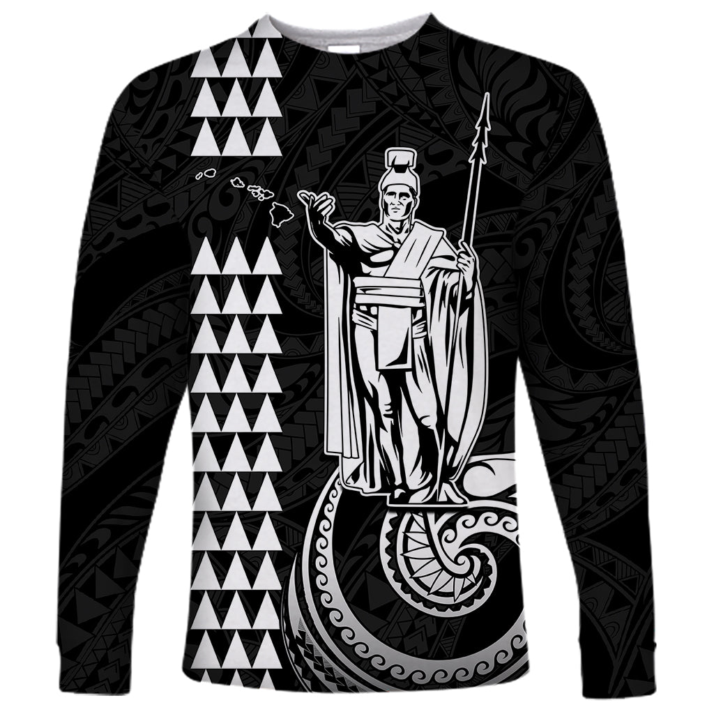 Custom Hawaii Long Sleeve Shirt King Kamehameha - White - Wonder Print Shop