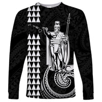 Custom Hawaii Long Sleeve Shirt King Kamehameha - White - Wonder Print Shop