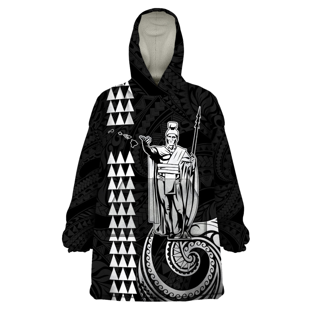 Custom Hawaii Wearable Blanket Hoodie King Kamehameha - White - Wonder Print Shop