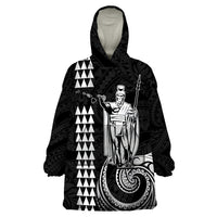 Custom Hawaii Wearable Blanket Hoodie King Kamehameha - White - Wonder Print Shop