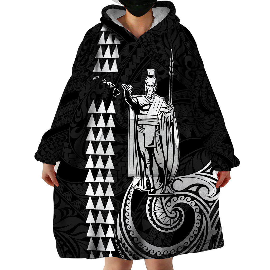 Custom Hawaii Wearable Blanket Hoodie King Kamehameha - White - Wonder Print Shop