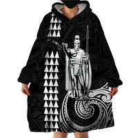 Custom Hawaii Wearable Blanket Hoodie King Kamehameha - White - Wonder Print Shop