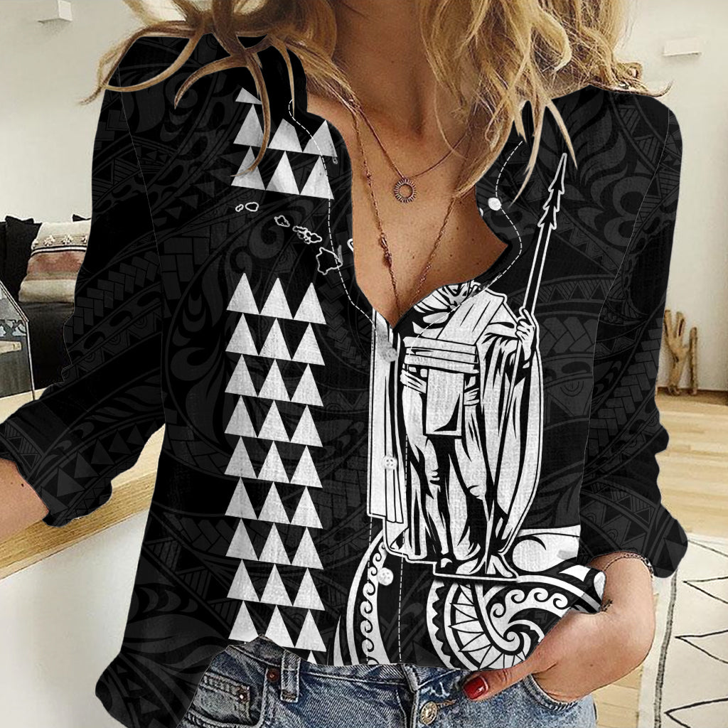 Custom Hawaii Women Casual Shirt King Kamehameha - White - Wonder Print Shop