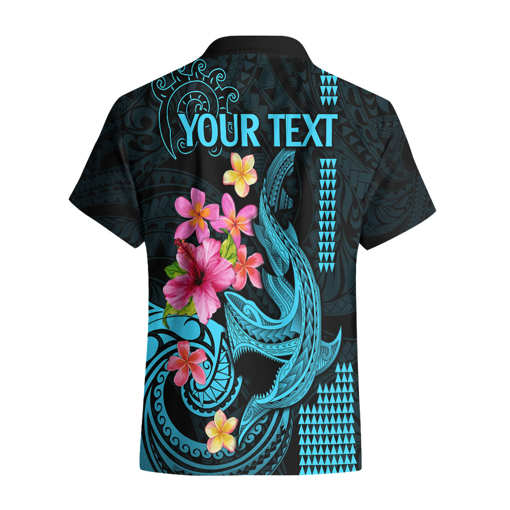 Custom Polynesian Hawaiian Shirt Hawaiian Warriors with Tribal Shark Tattoos - Blue - Wonder Print Shop