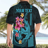 Custom Polynesian Hawaiian Shirt Hawaiian Warriors with Tribal Shark Tattoos - Blue - Wonder Print Shop