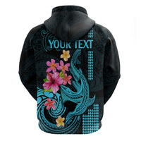 Custom Polynesian Hoodie Hawaiian Warriors with Tribal Shark Tattoos - Blue - Wonder Print Shop