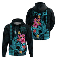 Custom Polynesian Hoodie Hawaiian Warriors with Tribal Shark Tattoos - Blue - Wonder Print Shop