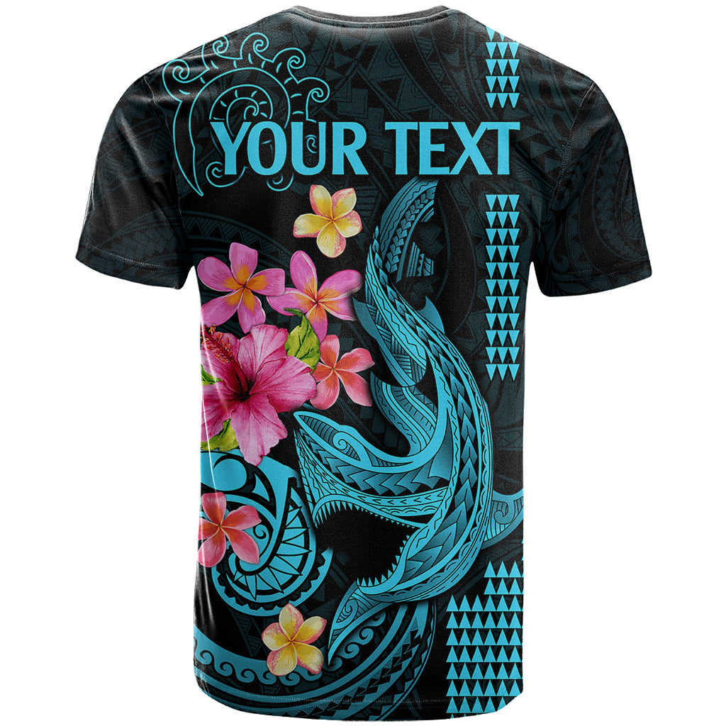 Custom Polynesian T Shirt Hawaiian Warriors with Tribal Shark Tattoos - Blue - Wonder Print Shop