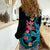 Custom Polynesian Women Casual Shirt Hawaiian Warriors with Tribal Shark Tattoos - Blue - Wonder Print Shop