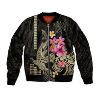 Custom Polynesian Bomber Jacket Hawaiian Warriors with Tribal Shark Tattoos - Nude LT9 - Wonder Print Shop