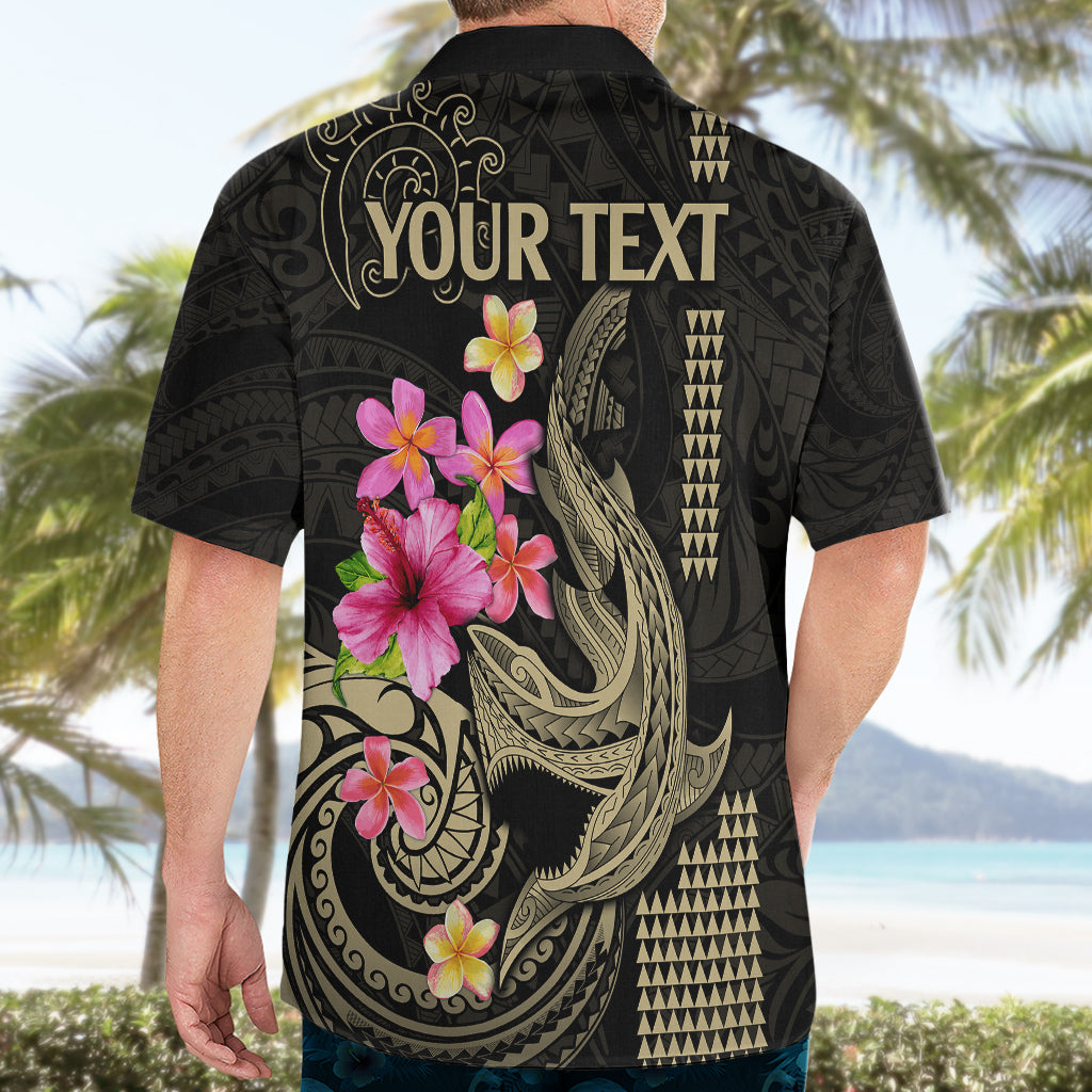 Custom Polynesian Hawaiian Shirt Hawaiian Warriors with Tribal Shark Tattoos - Nude - Wonder Print Shop