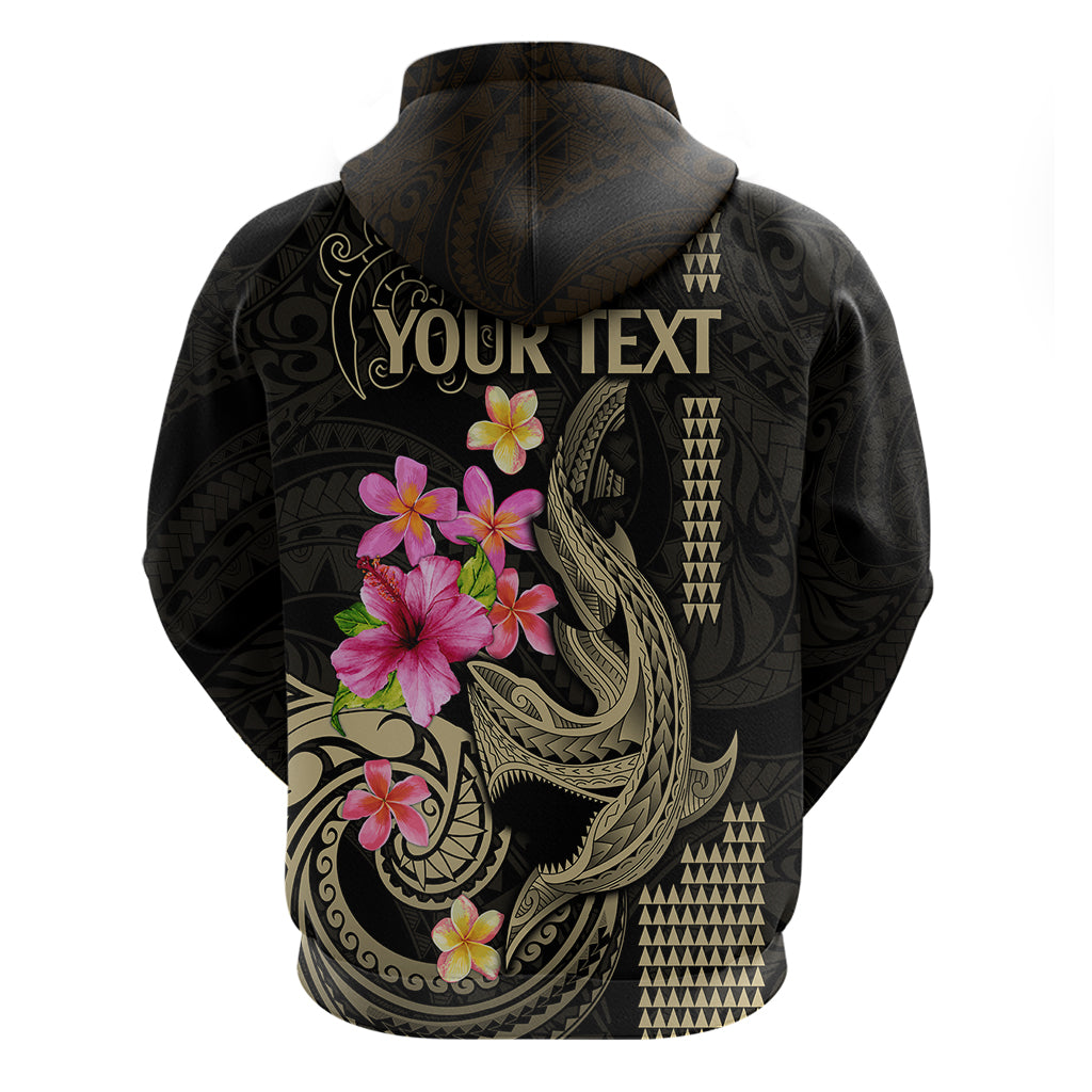 Custom Polynesian Hoodie Hawaiian Warriors with Tribal Shark Tattoos - Nude - Wonder Print Shop
