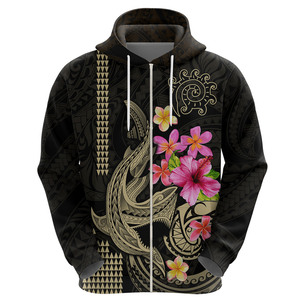 Custom Polynesian Hoodie Hawaiian Warriors with Tribal Shark Tattoos - Nude - Wonder Print Shop
