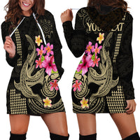 Custom Polynesian Hoodie Dress Hawaiian Warriors with Tribal Shark Tattoos - Nude - Wonder Print Shop