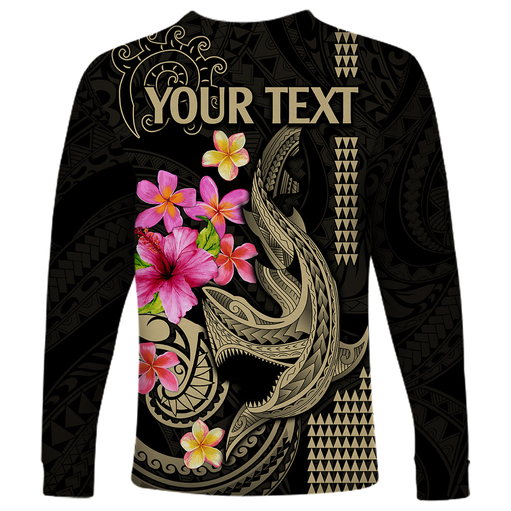 Custom Polynesian Long Sleeve Shirt Hawaiian Warriors with Tribal Shark Tattoos - Nude - Wonder Print Shop