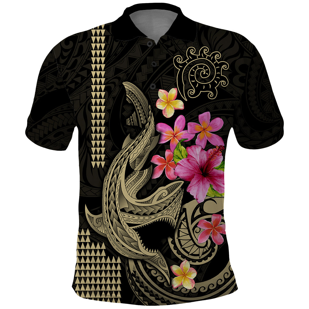 Custom Polynesian Polo Shirt Hawaiian Warriors with Tribal Shark Tattoos - Nude - Wonder Print Shop