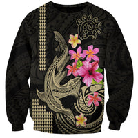 Custom Polynesian Sweatshirt Hawaiian Warriors with Tribal Shark Tattoos - Nude - Wonder Print Shop