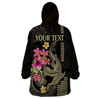 Custom Polynesian Wearable Blanket Hoodie Hawaiian Warriors with Tribal Shark Tattoos - Nude - Wonder Print Shop