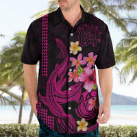 Custom Polynesian Hawaiian Shirt Hawaiian Warriors with Tribal Shark Tattoos - Pink - Wonder Print Shop