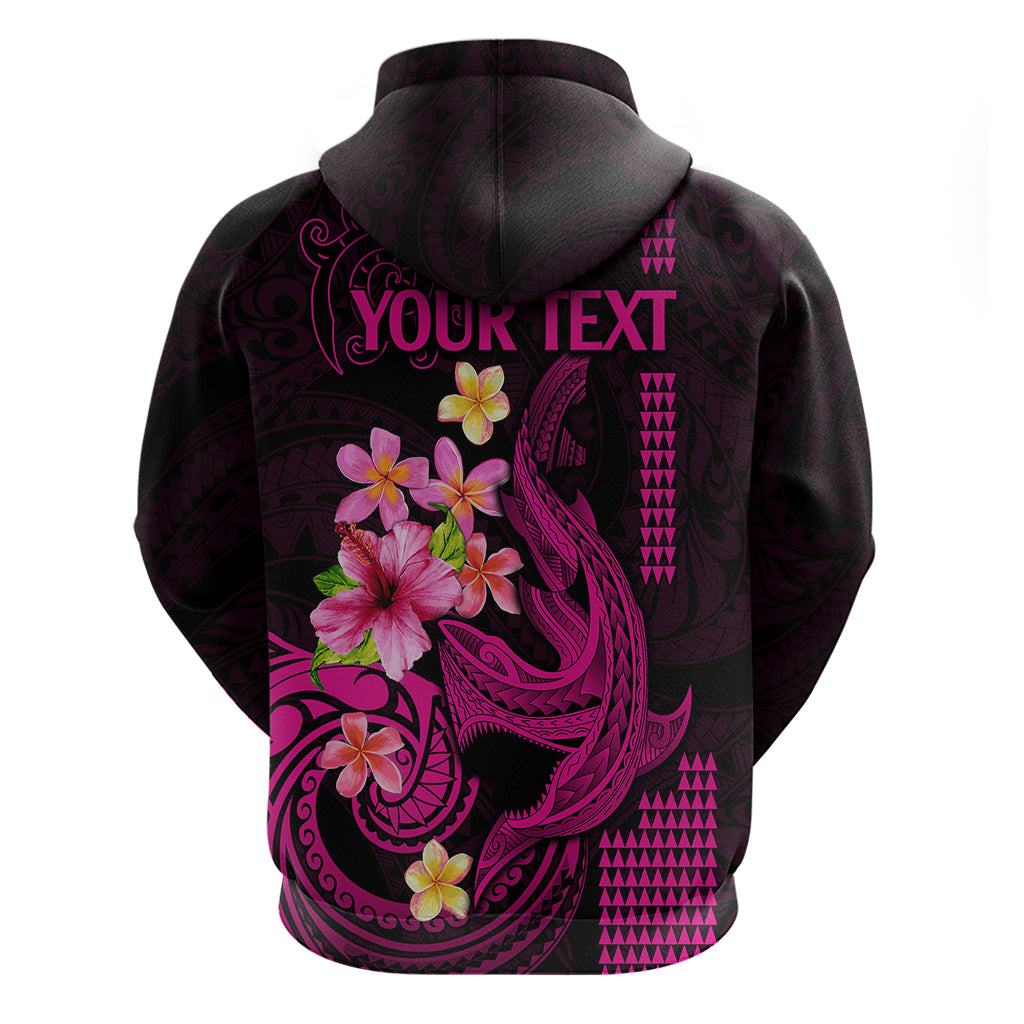 Custom Polynesian Hoodie Hawaiian Warriors with Tribal Shark Tattoos - Pink - Wonder Print Shop