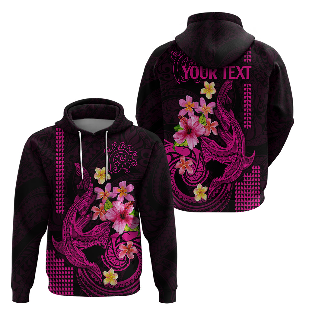 Custom Polynesian Hoodie Hawaiian Warriors with Tribal Shark Tattoos - Pink - Wonder Print Shop