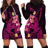 Custom Polynesian Hoodie Dress Hawaiian Warriors with Tribal Shark Tattoos - Pink - Wonder Print Shop