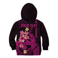 Custom Polynesian Kid Hoodie Hawaiian Warriors with Tribal Shark Tattoos - Pink - Wonder Print Shop