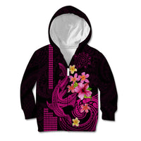Custom Polynesian Kid Hoodie Hawaiian Warriors with Tribal Shark Tattoos - Pink - Wonder Print Shop