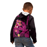 Custom Polynesian Kid Hoodie Hawaiian Warriors with Tribal Shark Tattoos - Pink - Wonder Print Shop