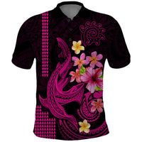 Custom Polynesian Polo Shirt Hawaiian Warriors with Tribal Shark Tattoos - Pink - Wonder Print Shop