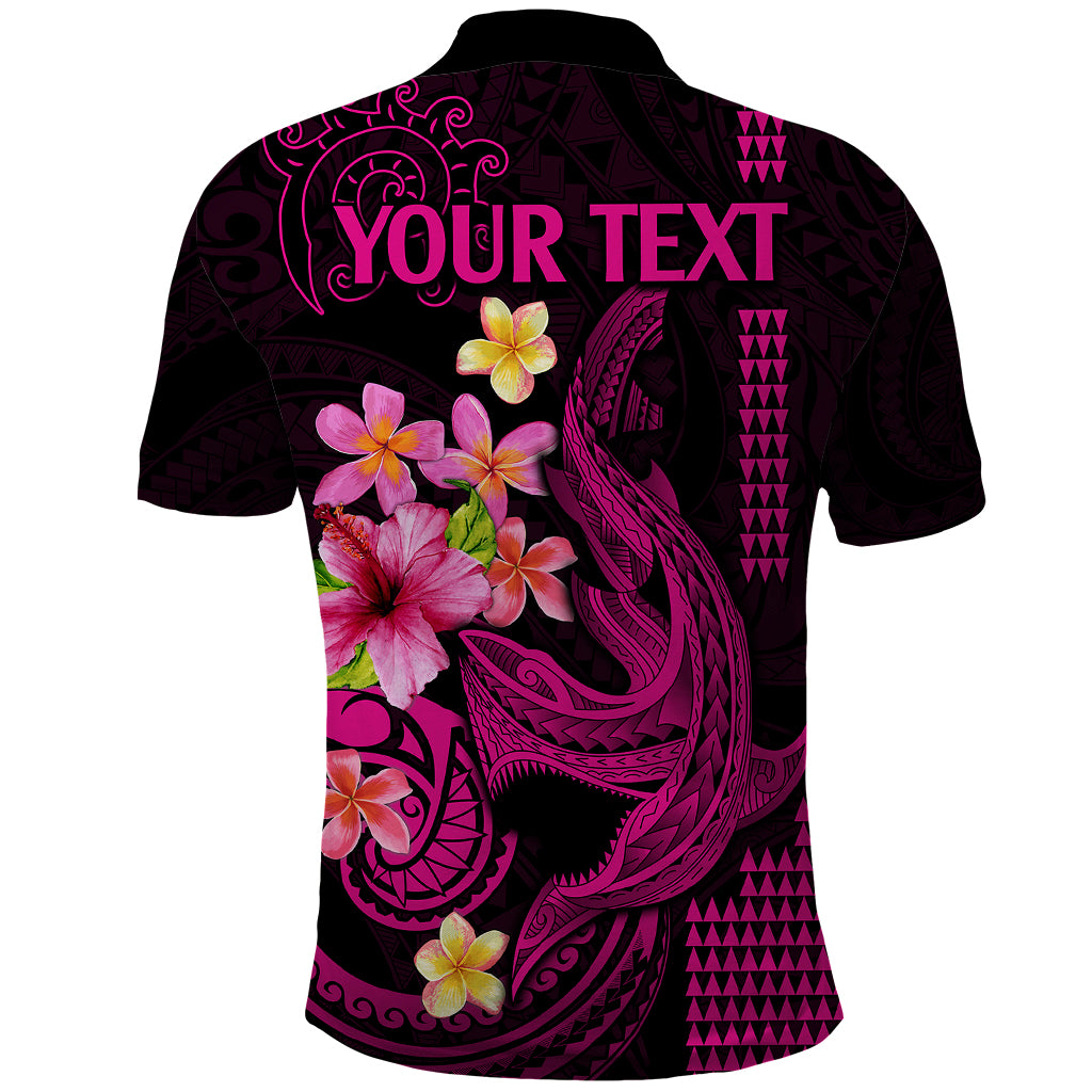 Custom Polynesian Polo Shirt Hawaiian Warriors with Tribal Shark Tattoos - Pink - Wonder Print Shop