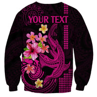 Custom Polynesian Sweatshirt Hawaiian Warriors with Tribal Shark Tattoos - Pink - Wonder Print Shop