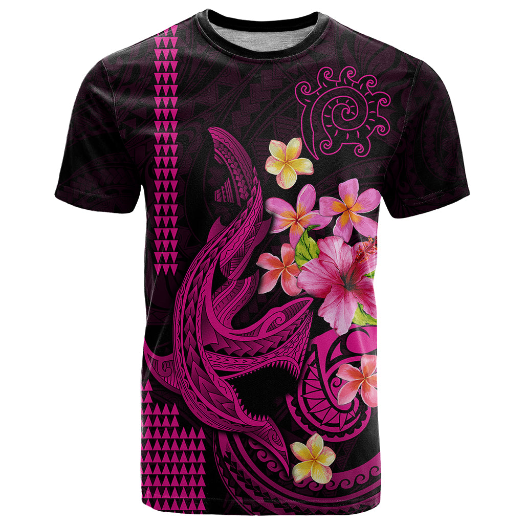 Custom Polynesian T Shirt Hawaiian Warriors with Tribal Shark Tattoos - Pink - Wonder Print Shop