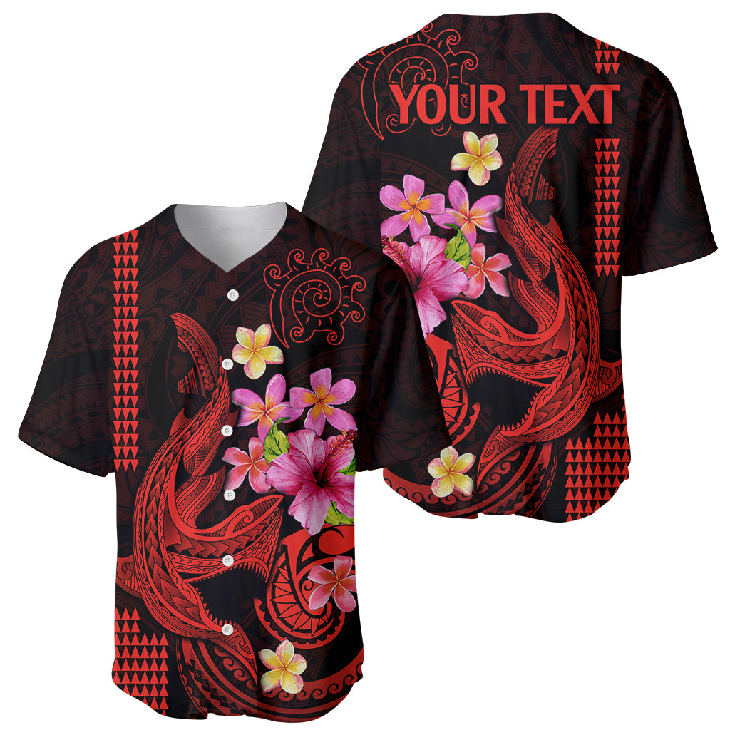 Custom Polynesian Baseball Jersey Hawaiian Warriors with Tribal Shark Tattoos - Red LT9 - Wonder Print Shop