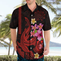 Custom Polynesian Hawaiian Shirt Hawaiian Warriors with Tribal Shark Tattoos - Red - Wonder Print Shop