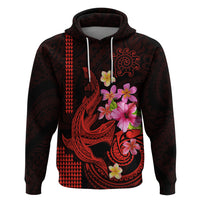 Custom Polynesian Hoodie Hawaiian Warriors with Tribal Shark Tattoos - Red - Wonder Print Shop