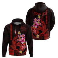 Custom Polynesian Hoodie Hawaiian Warriors with Tribal Shark Tattoos - Red - Wonder Print Shop