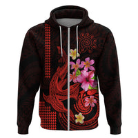 Custom Polynesian Hoodie Hawaiian Warriors with Tribal Shark Tattoos - Red - Wonder Print Shop