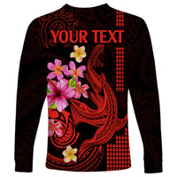 Custom Polynesian Long Sleeve Shirt Hawaiian Warriors with Tribal Shark Tattoos - Red - Wonder Print Shop