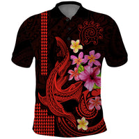 Custom Polynesian Polo Shirt Hawaiian Warriors with Tribal Shark Tattoos - Red - Wonder Print Shop