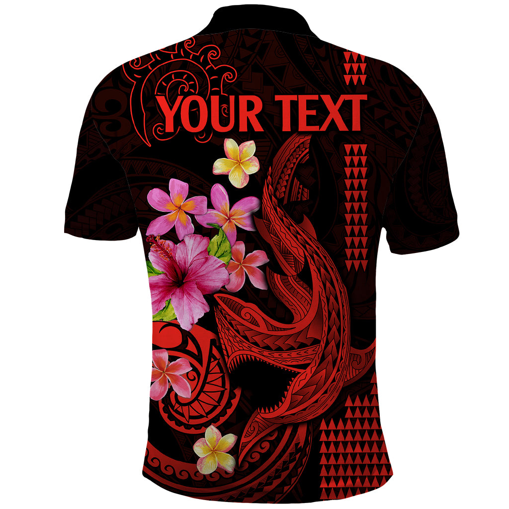 Custom Polynesian Polo Shirt Hawaiian Warriors with Tribal Shark Tattoos - Red - Wonder Print Shop
