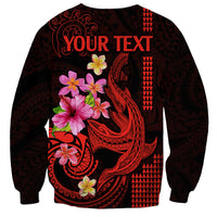 Custom Polynesian Sweatshirt Hawaiian Warriors with Tribal Shark Tattoos - Red - Wonder Print Shop