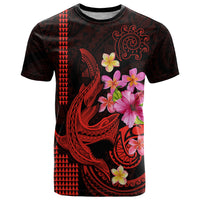 Custom Polynesian T Shirt Hawaiian Warriors with Tribal Shark Tattoos - Red - Wonder Print Shop