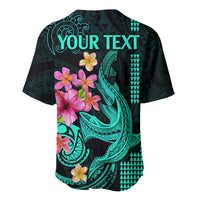 Custom Polynesian Baseball Jersey Hawaiian Warriors with Tribal Shark Tattoos - Turquoise LT9 - Wonder Print Shop