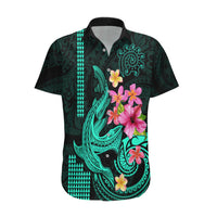 Custom Polynesian Hawaiian Shirt Hawaiian Warriors with Tribal Shark Tattoos - Turquoise - Wonder Print Shop