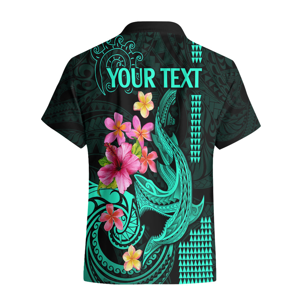 Custom Polynesian Hawaiian Shirt Hawaiian Warriors with Tribal Shark Tattoos - Turquoise - Wonder Print Shop